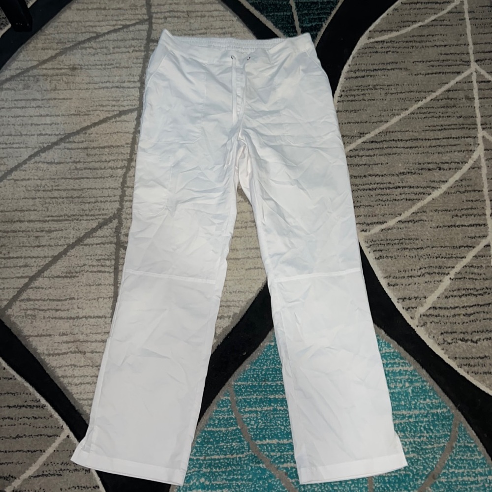 White scrubology scrub pants